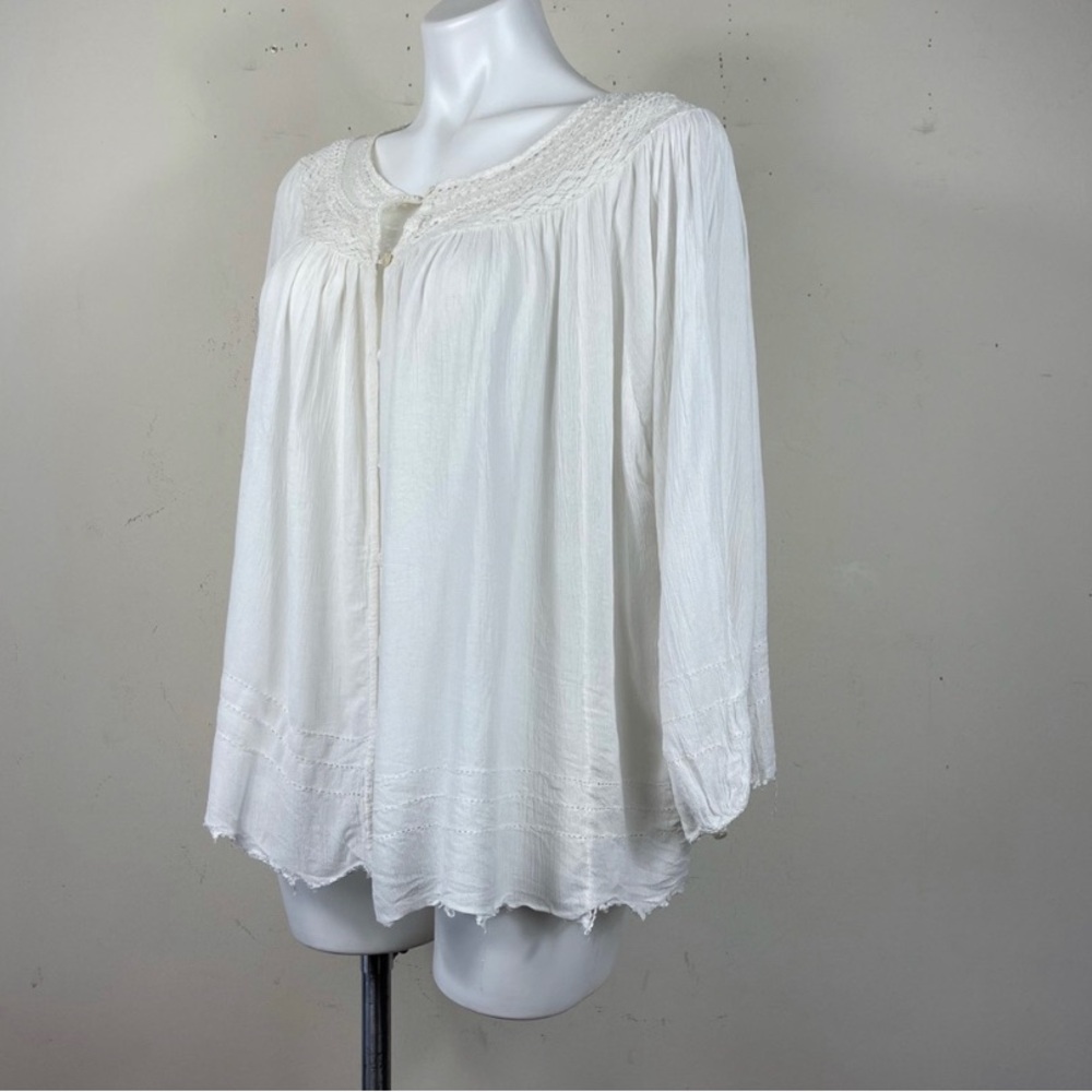 Free People one crochet peasant swing bohemian blouse top - Picture 5 of 9